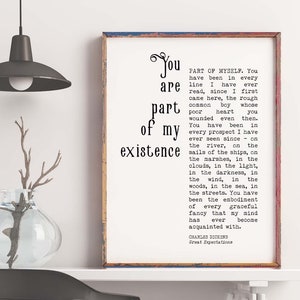 Great Expectations Romantic Wall Art Quote Print, Charles Dickens Quote Black & White Print Unframed or Framed Art