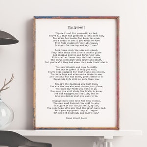 Equipment Edgar Albert Guest Poem, Black & White Poetry Wall Art Prints, Motivational Wall Decor Unframed and Framed Art