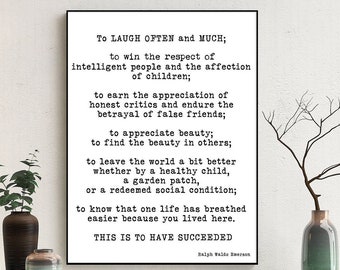 Ralph Waldo Emerson Quote Print - To Laugh Often And Much Wall Art Decor