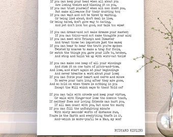 IF by Kipling Poem Canvas Art Print, Rudyard Kipling Poetry Art Print, Literary Quote Print, Inspirational Gift Ready To Hang Canvas