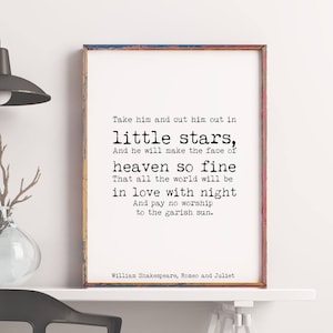 Heaven Quote Shakespeare Print, Romeo and Juliet Poster, Black & White Art, Little Stars typography quote