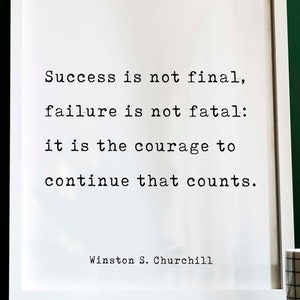 Winston Churchill Citation Imprimer Le Succes Nest Pas Etsy Canada