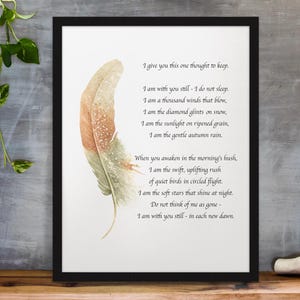 I Give You This One Thought To Keep Prayer Quote Art Print, Grief Decor