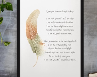 I Give You This One Thought To Keep Prayer Quote Art Print, Grief Decor