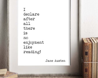 Pride and Prejudice Print, Reading Quote, Jane Austen Quote Art, No Enjoyment Like Reading Book Quote Print, Jane Austen Wall Art Unframed