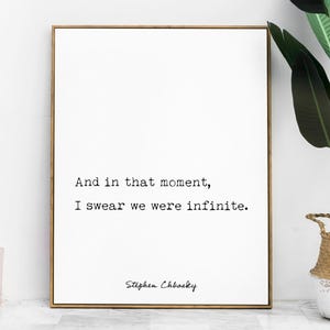 Stephen Chbosky We Were Infinite Quote Wall Art Modern Literary Poster Minimalist Print Perks of Being a Wallflower Decor