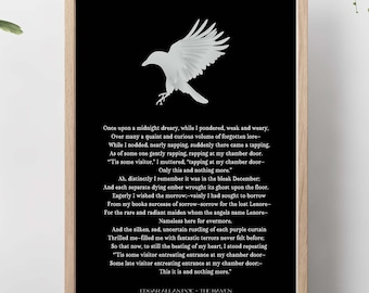 Edgar Allan Poe The Raven Poem Print Minimalist Literary Wall Art