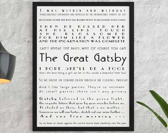 Great Gatsby Quote Print – Art Deco Literary Wall Art, F Scott Fitzgerald Poster
