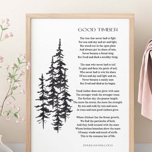 Good Timber Poem Lds Gift, Thomas S Monson Mormon Quote, Douglas Malloch Print Unframed & Framed Art Inspirational Gift