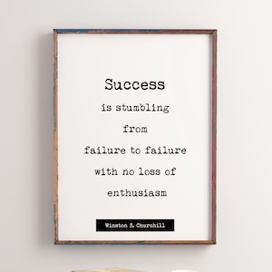 Winston Churchill Citation Imprimer Le Succes Nest Pas Etsy France
