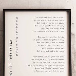 Good Timber Poem LDS Gift, Mormon Quote, Poetry Wall Art, Inspirational Gift Douglas Malloch Print, Unframed or Framed Art