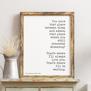 Peter Pan Print, Nursery Decor, Neverland Nursery, Nursery Art Bedroom Decor Peter Pan Quote, Black And White, I&#39;ll Always Love You