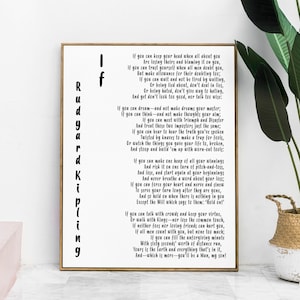 If Rudyard Kipling Wall Art Prints, Unframed Black & White Art for Wall Decor