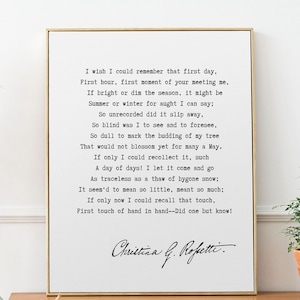 Christina Rossetti Gedichtdruck – "I Wish I könnte Remember" – Literarische Wandkunst – Romantisches Poesie Zitat – Dekor im viktorianischen Stil, Schwarz & Weiß