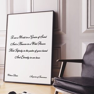 William Blake See The World in a Grain of Sand Wall Art Print in Black & White, Unframed and Framed Art
