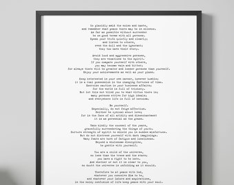 Desiderata Framed Art Print, 16x20 Poem Print, Max Ehrmann Framed Art Literary Poster, Literary Quote Print, Motivational Poster