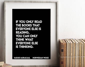 Haruki Murakami Quote Art Print – Modern Literary Wall Art, Minimalist Book Lover Decor, Norwegian Wood Quote