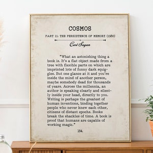 Carl Sagan Book Page Inspirational Wall Art, What An Astonishing Thing A Book Is Quote Vintage Style Print Wall Decor