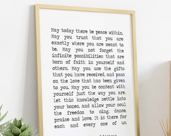 St Therese Lisieux Peace Quote Print, "May Today There Be Peace Within" Unframed & Framed