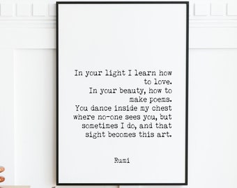 Rumi Quote Print – Inspirational Typewriter Style Wall Art
