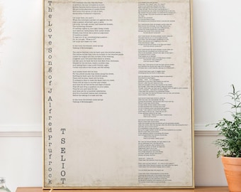 T.S. Eliot Poem Print: The Love Song of J. Alfred Prufrock - Literary Wall Art
