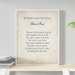 Nic Złotego Nie Może Pozostać Robert Frost Poem Wall Art Print Vintage Book Page Style Art do Salonu Wall Art, Unframed Poetry Wall Decor