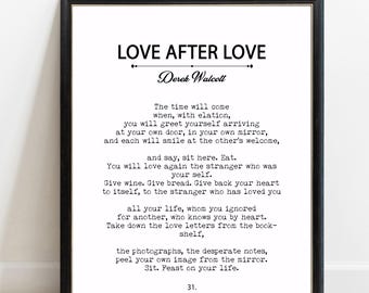 Love After Love Book Page Print, Derek Walcott Poem, Framed or Unframed