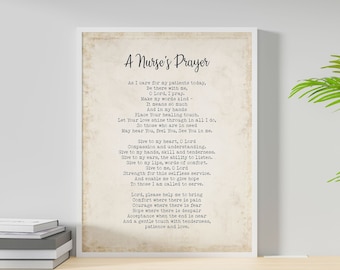 Nurse Prayer Wall Art Print, Christian Nurse Gift, Faith Quote Decor