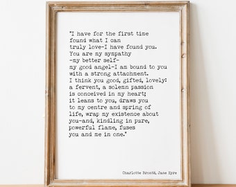 Jane Eyre Print, Charlotte Bronte Literary Art Poster, Romantic Book Quote Typography Wall Art Decor, I have Found You, Unframed art print