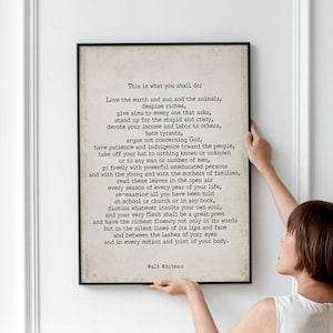 PRINTABLE Walt Whitman Leaves of Grass Print, This Is What You Shall Do Inspirational Poem INSTANT DOWNLOAD