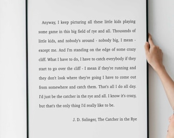 Catcher in the Rye J D Salinger Quote Print, Minimalist Wall Decor Wall Art Prints