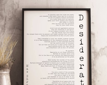 11x14 Art Print Framed Desiderata, Poem Print Minimalist Poster, Max Ehrmann Framed Art Literary Poster, Literary Quote Print, Motivational