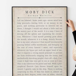 Moby Dick Herman Melville Book Quote Print Vintage Page 1. Unframed and Framed Wall Art
