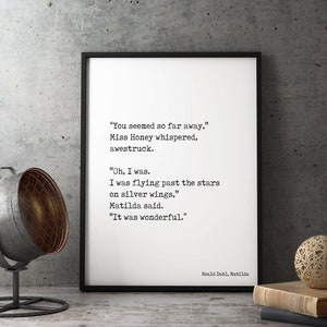 Roald Dahl Matilda Quote Framed Print – “Flying Past the Stars” – Literary Wall Art for Book Lovers & Children’s Rooms
