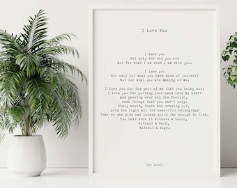 I Love You Poem, Roy Croft Wedding Poetry , Unframed or Framed Wall Art Prints