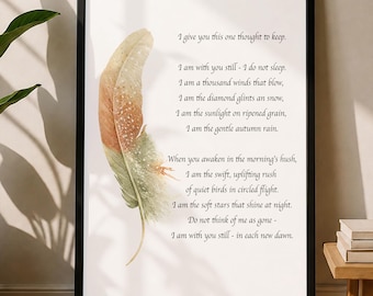 I Give You This One Thought To Keep Prayer Quote Art Print, Grief Decor