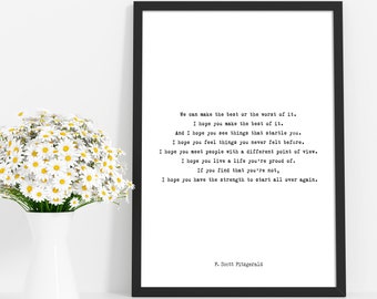 F Scott Fitzgerald Framed Art - Impresión inspiradora, arte de cita enmarcada para la habitación del niño, regalo inspirador