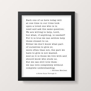 A River Runs Through It Norman Maclean Quote Print Fly Etsy