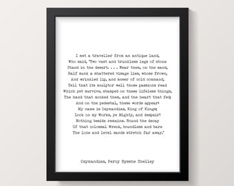 Ozymandias Poem Print Percy Bysshe Shelley Literary Wall Art