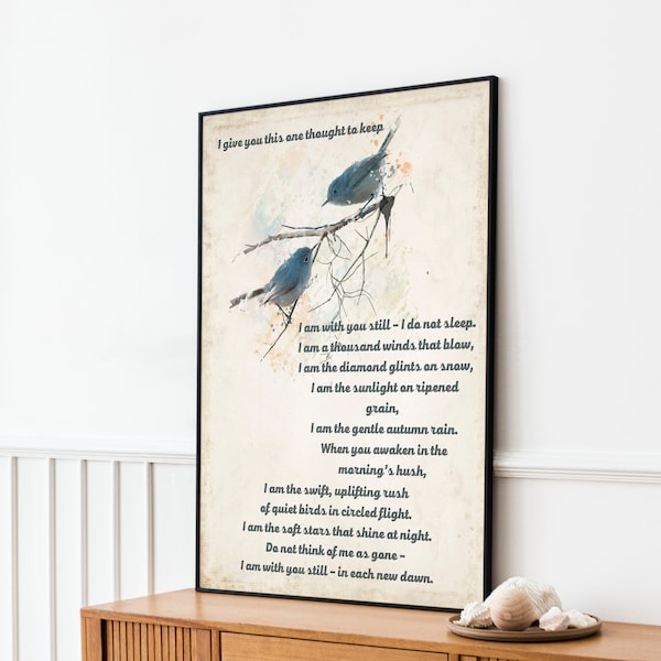 Indiaans gebed, ik geef je deze gedachte om citaatprint met aquarelvogels te houden, inspirerende cadeau-muurkunstdruk