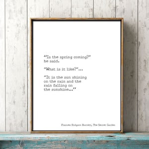 The Secret Garden Quote Print – “Is the Spring Coming?” – Literary Wall Art in Typewriter Font