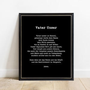 Vater Unser Gebet Print, Lord's Prayer in German, Our Father, Typewriter Wall Art image 3