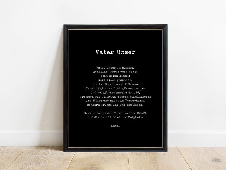Vater Unser Gebet Print, Lord's Prayer in German, Our Father, Typewriter Wall Art image 3