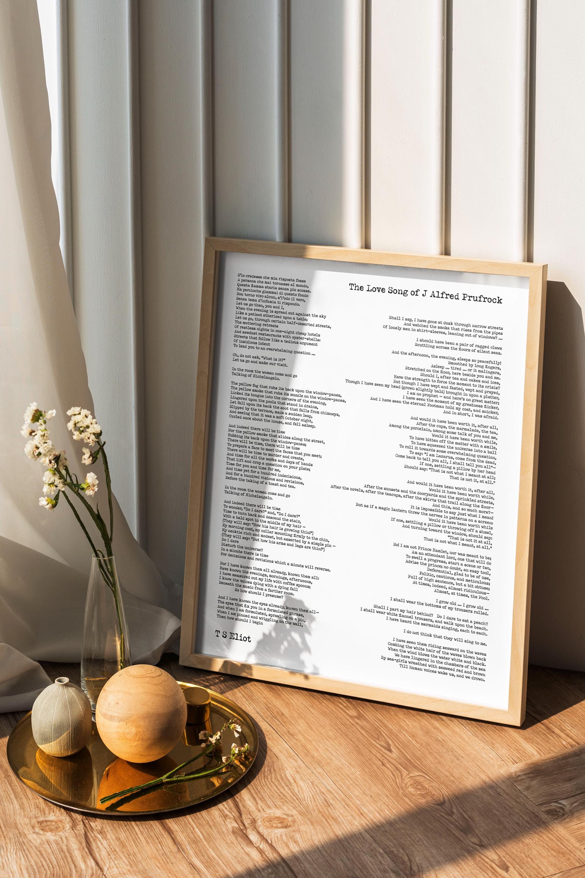 T.S. Eliot Poetry Wall Art – the Love Song of J. Alfred Prufrock
