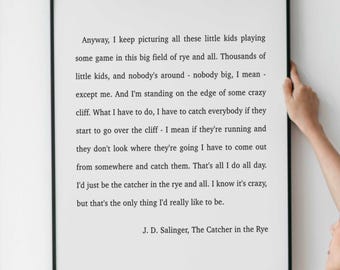 Fänger im Roggen J D Salinger Zitat Druck, minimalistische Wand-Dekor-Wand-Kunst-Drucke