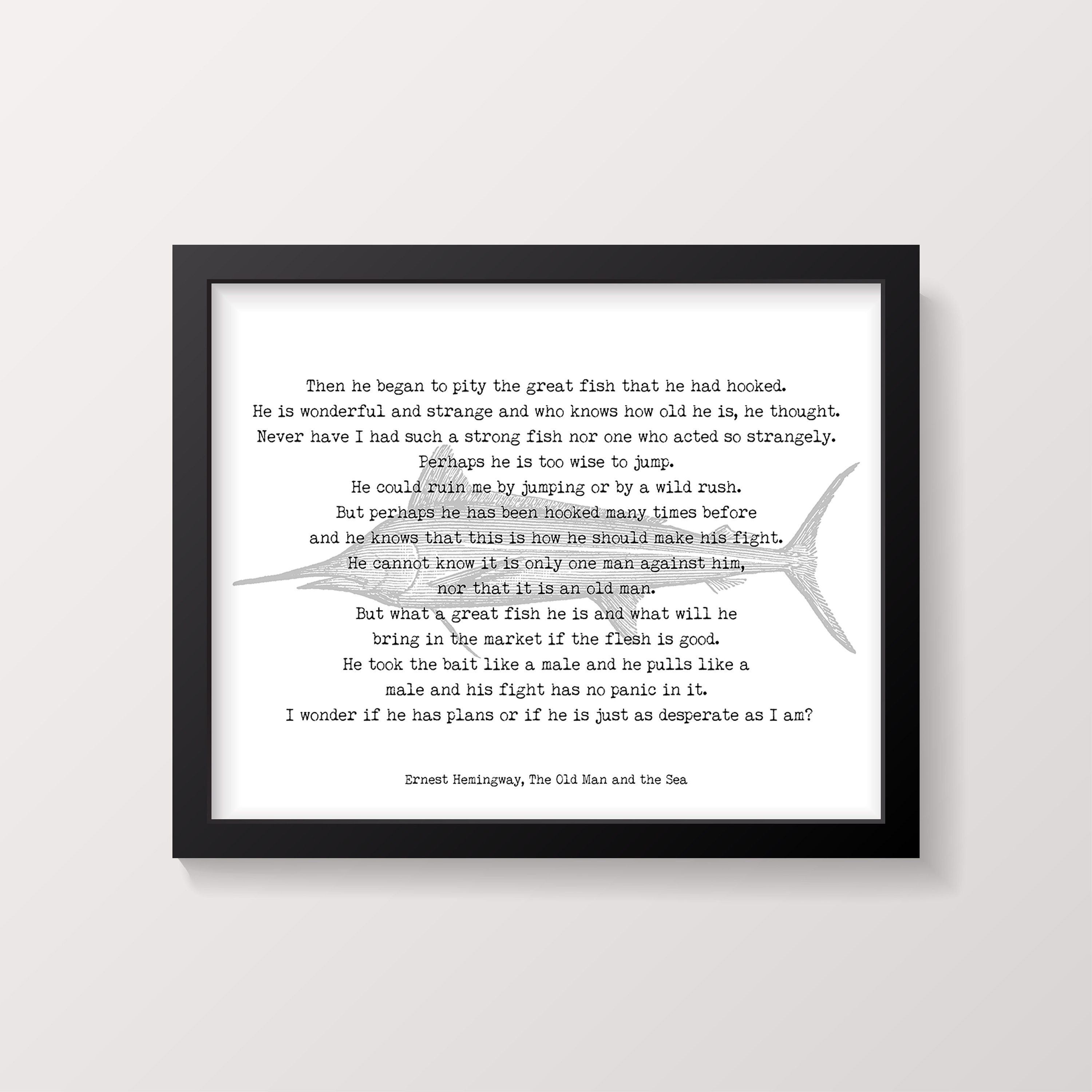 Ernest Hemingway fishing quote print vintage fish poster Etsy