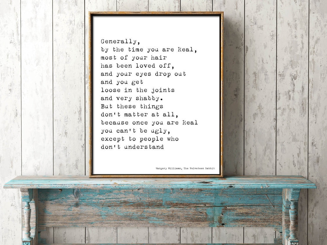 the velveteen rabbit quote print black white nursery or etsy