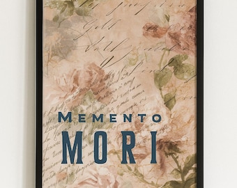 Lámina Memento Mori - Arte con cita gótica - Lámina de estilo Dark Academia (enmarcada o sin enmarcar)