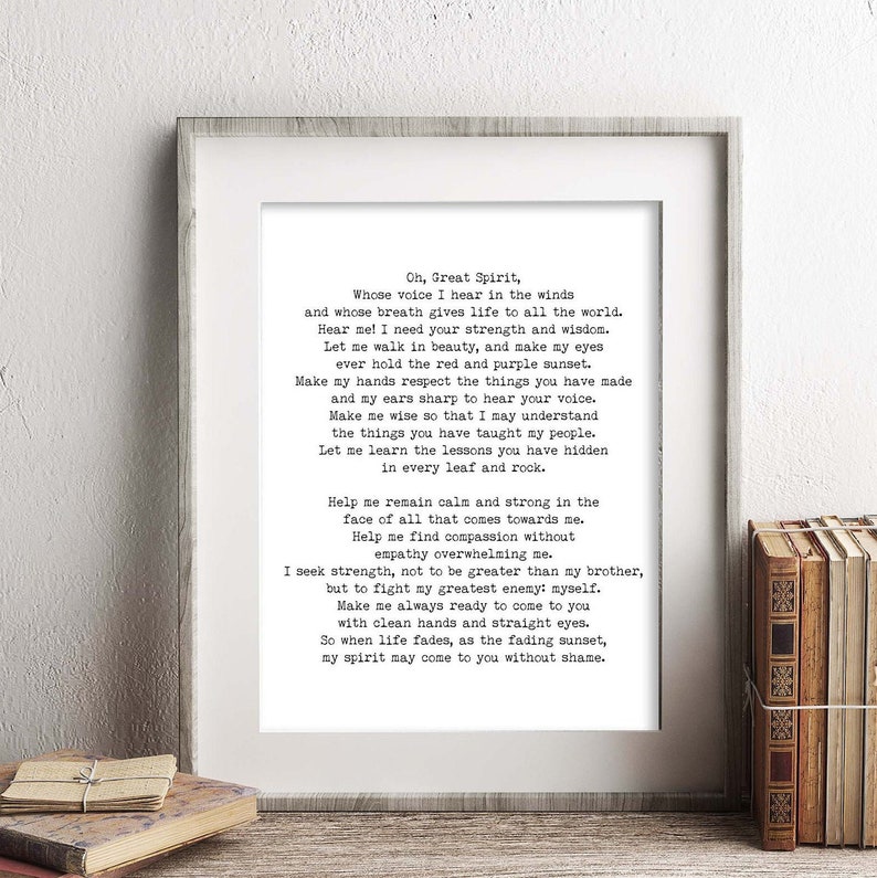 Oh Great Spirit Native American Spiritual Quote Prayer Wall Art Print ...