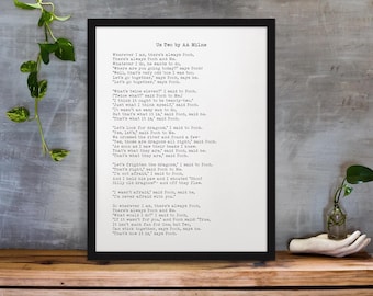 A.A.ミルンの詩「Us Two」プリント、額装済みと額装なしのオプション、ミニマルな背景
